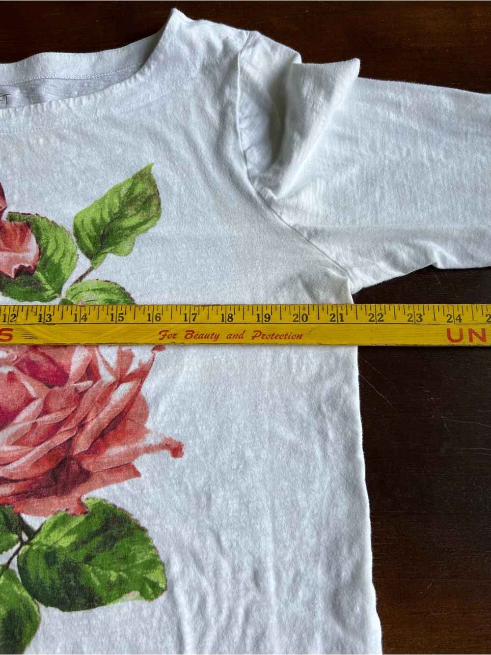 Vintage White Floral Rose 3/4 Sleeve Top - Picture 6 of 10